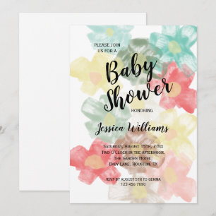 Chic Watercolor Floral Baby Shower Invitation