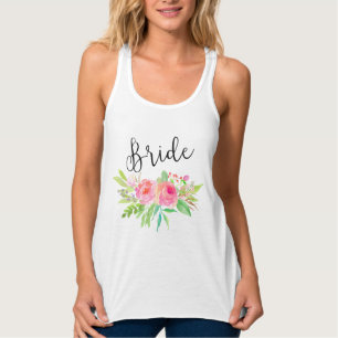 Chic watercolor Floral Bride Singlet