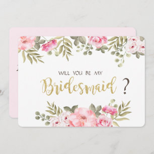 Chic Watercolor Floral Bridesmaid Card