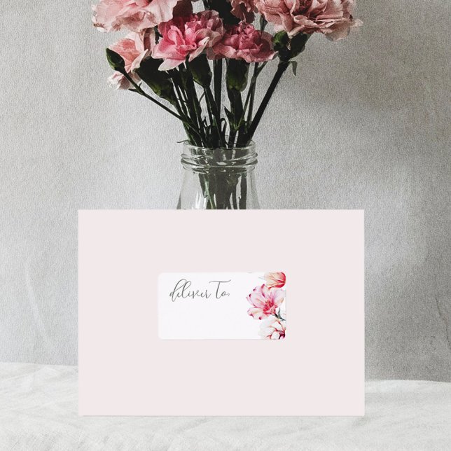 Chic Watercolor Floral Deliver to Address Label (Creator Uploaded)