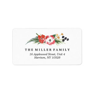 Chic Watercolor Floral Holiday Address Label