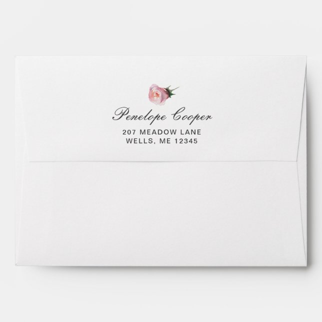 Chic Watercolor Floral Return Address Wedding Envelope (Back (Top Flap))