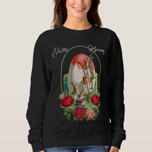Chic Watercolor Floral Rose Wreath Easter Bunny S Sweatshirt