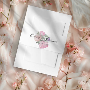 Chic Watercolor Floral Wedding  Invitation Belly Band