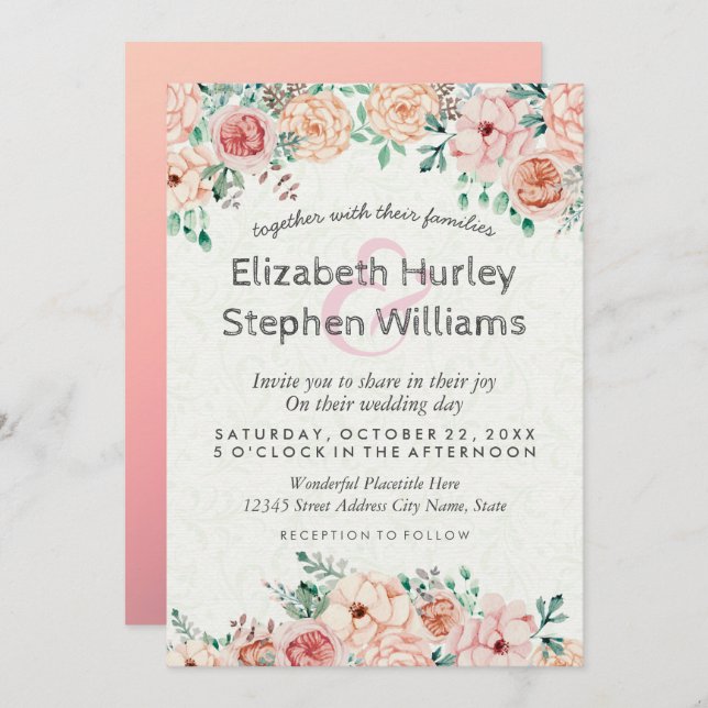 Chic Watercolor Floral Wedding Shower Invitation (Front/Back)