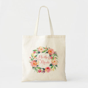 Chic Watercolor Floral Wreath Mother of the Bride Tote Bag