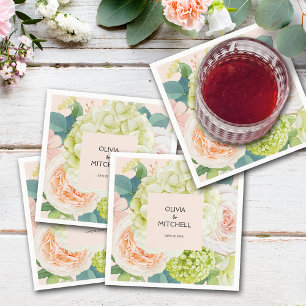 Chic Watercolor Florals Blush Pink Napkin