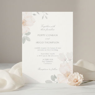 Chic Watercolor Flower Wedding Invitation Card