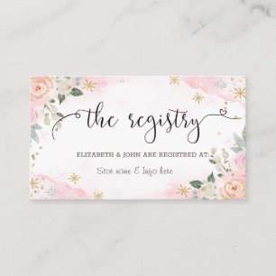 Chic Watercolor Flowers Snowflakes Enclosure Card