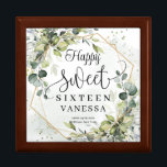 Chic watercolor greenery and gold 16th birthday gift box<br><div class="desc">The "Chic watercolor greenery and gold 16th birthday gift box" is the perfect way to celebrate a milestone 16th birthday in style! This beautifully designed gift box includes a combination of elegant watercolor greenery and shimmering gold accents, adding a touch of sophistication to the celebration. Whether you’re surprising your loved...</div>