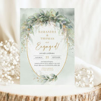Chic watercolor greenery and gold Engagement