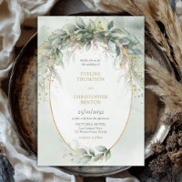 Chic watercolor greenery and gold frame wedding