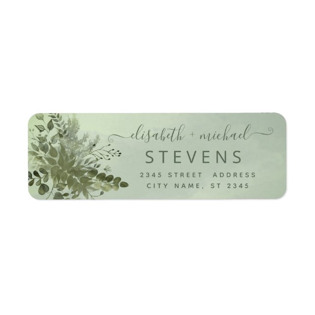 Chic watercolor greenery eucalyptus couple script (Front)