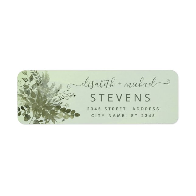 Chic watercolor greenery eucalyptus couple script (Front)