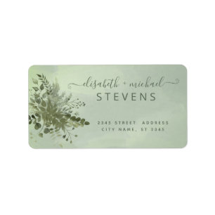 Chic watercolor greenery eucalyptus couple script label