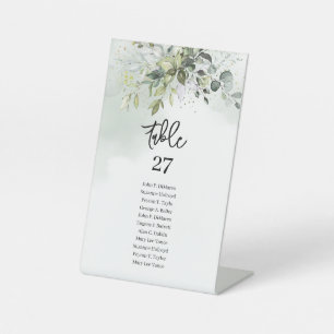 Chic watercolor greenery eucalyptus gold wedding pedestal sign