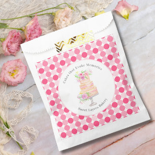 Chic Watercolor Layered Cake With Roses Bakery Favour Bags