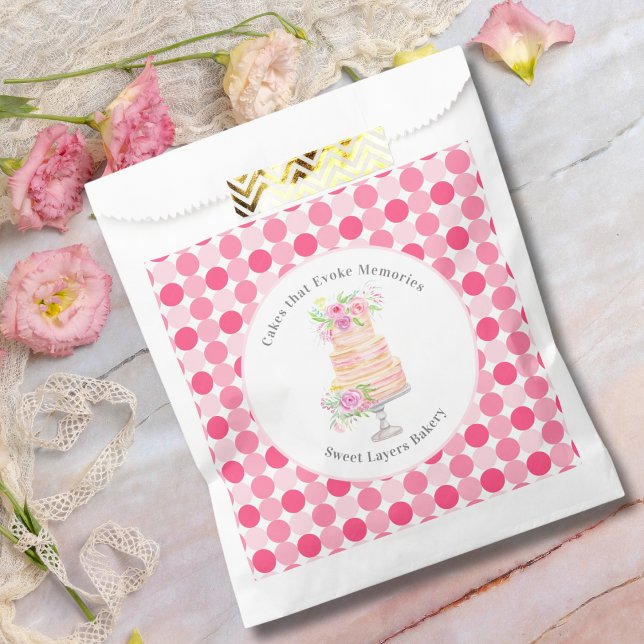 Chic Watercolor Layered Cake With Roses Bakery Favour Bags (Creator Uploaded)