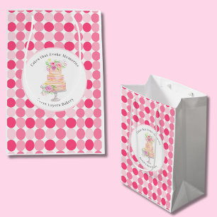 Chic Watercolor Layered Cake With Roses Bakery Medium Gift Bag