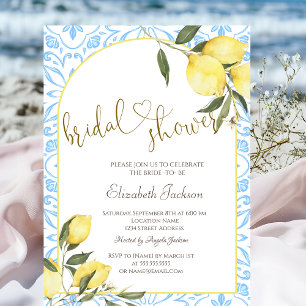 Chic Watercolor Lemons Bridal Shower  Invitation