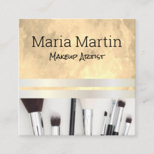 Chic Watercolor   Makeup Artist   Makeup Set Square Business Card