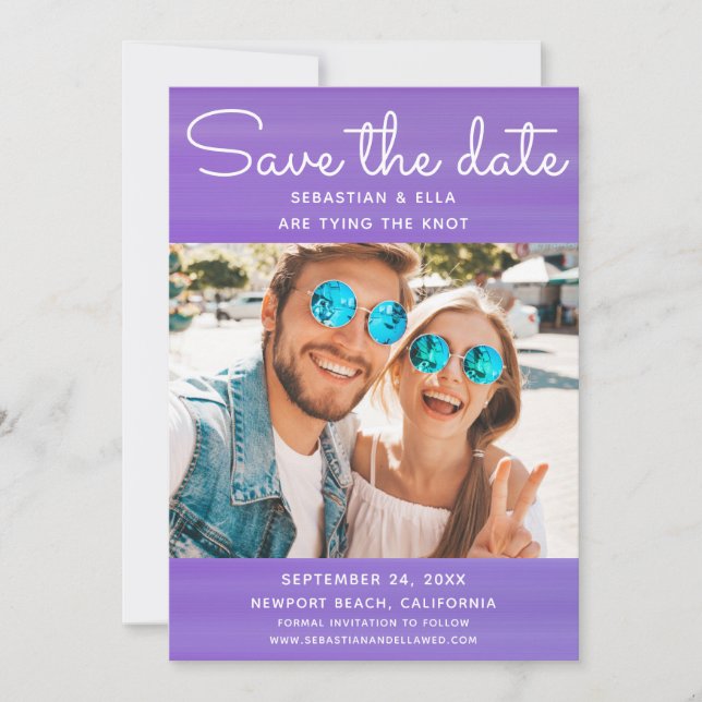 Chic Watercolor Modern Photo Wedding Save The Date (Front)