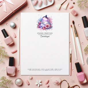 Chic Watercolor Nail Salon Custom Letterhead