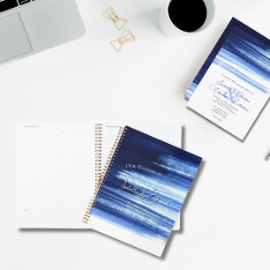 Chic Watercolor Navy Brush Strokes Names Planner