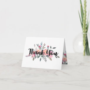 Chic Watercolor Peony Floral Wedding Thank You