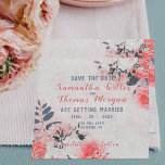 Chic Watercolor Pink Beige Cream Floral Bouquet  Save The Date<br><div class="desc">Beautiful personalised wedding Save the Date design featuring a watercolor floral bouquet in shades of pink,  beige,  dark green and cream on a old paper textured background. The text is fully customisable.</div>