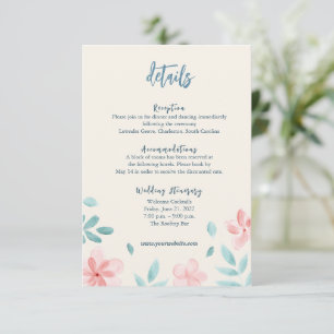 Chic Watercolor Pink Floral Detail Enclosure Card