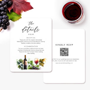 Chic Watercolor Script Winery Details RSVP QR Code Enclosure Card