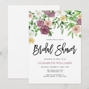 Chic Watercolor Wildflower Bridal Shower Invitation