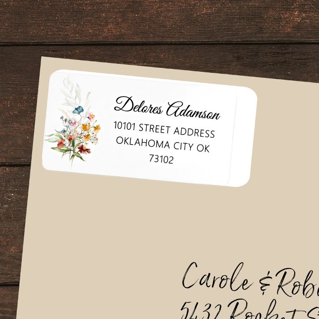 Chic Watercolor Wildflowers Floral Bouquet Address Label (Creator Uploaded)
