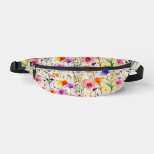 Chic watercolor wildflowers pattern bum bags
