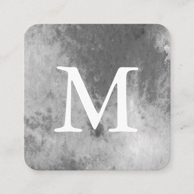 Chic Watercolor with Monogram Square Business Card (Front)