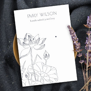 Chic Waterlily Floral Sketch Stud Earring Display Business Card