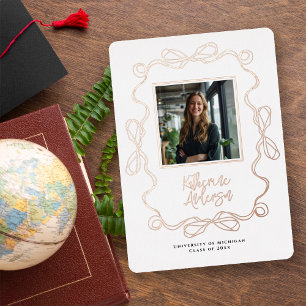 Chic Wavy Border Bow Photo Graduation Party