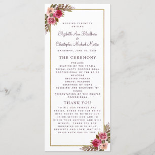 Chic Wedding Ceremony Program Watercolor Purple Programme