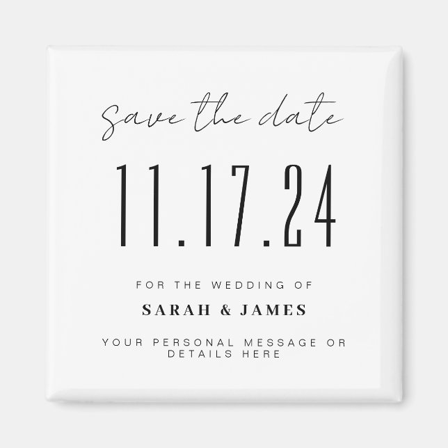 Chic Wedding Date Minimalist Save the Date Magnet (Front)