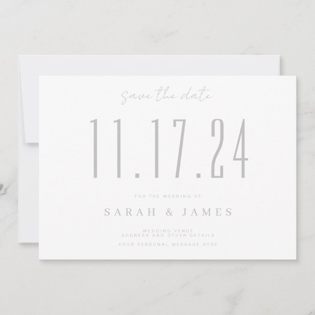 Chic Wedding Date Non-Photo Save The Date (Front)
