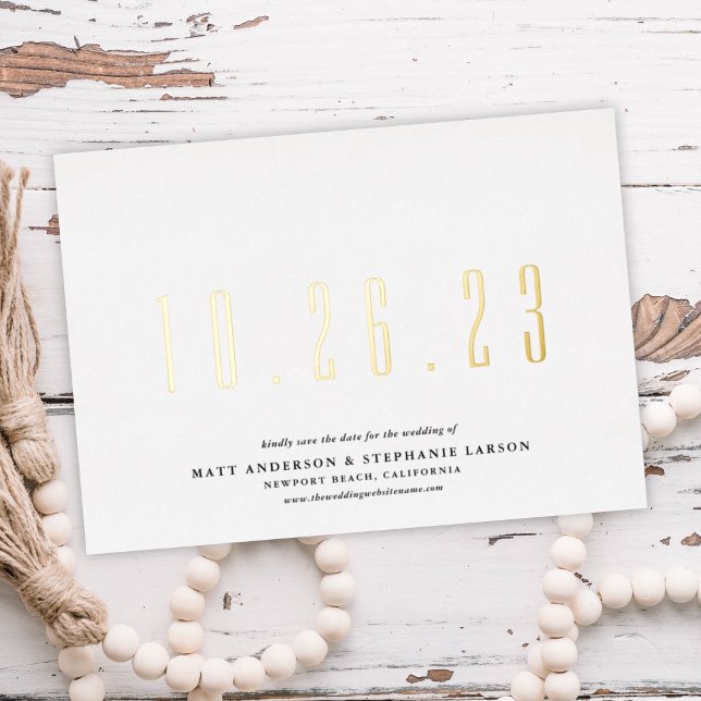 Chic Wedding Date Save The Date Real Foil Card (Creator Uploaded)