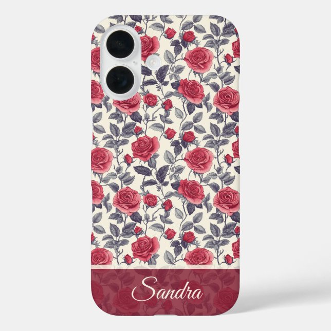 Chic Wedding Gift Rose Name Case-Mate iPhone Case (Back)