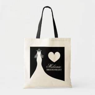 Chic wedding gown and veil tote bag for bridesmaid