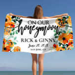 Chic Wedding Honeymoon Gifts Personalised Floral Beach Towel<br><div class="desc">What better way to start off your new life together than with a personalised beach towel for your honeymoon? These elegant custom name towels are perfect for the bride and groom who want to relax and enjoy some time together on the beach. They make a great wedding gift or bridal...</div>