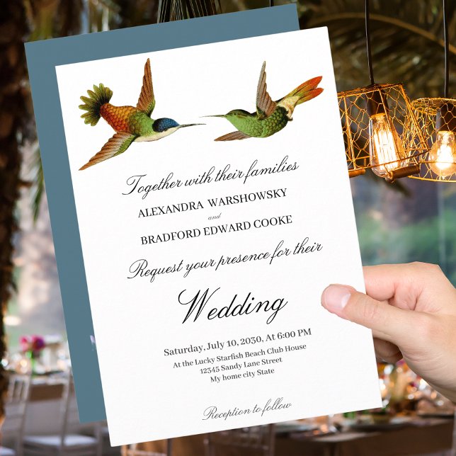 Chic Wedding Hummingbird wedding invitation Blue (Creator Uploaded)