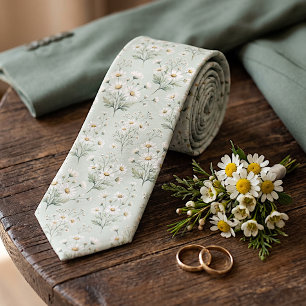 Chic Wedding Necktie With Delicate Floral Art