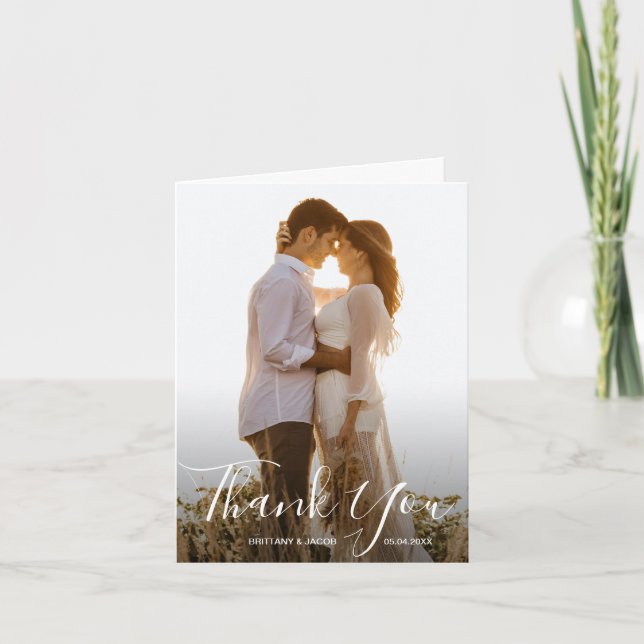 Chic Wedding Photo Thank You Card (Front)