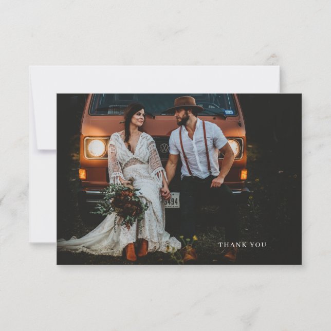 Chic Wedding Photo Thank You Note Card (Front)
