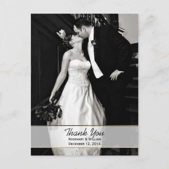 Chic Wedding Photo Thank You Post Card (Front)